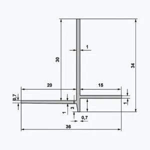 TEMPOLISTEL® B101 Profilé de transition décaissé à enduire pour jonction faux plafond plaque de plâtre et démontable – Image 2