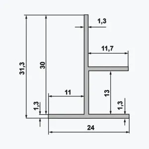 TEMPOLISTEL® B104 Profilé de transition pour jonction faux plafond plaque de plâtre et démontable – Image 2
